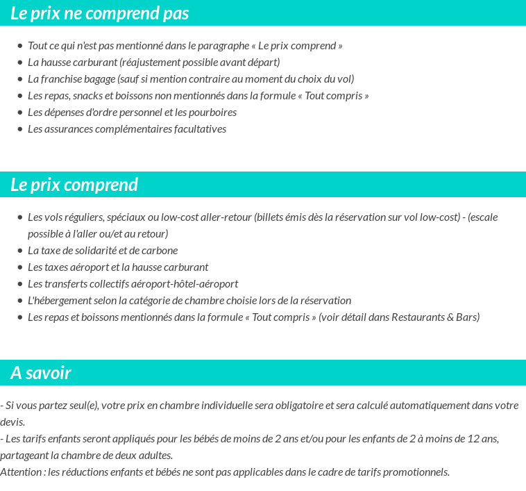 Conditions tarifaires