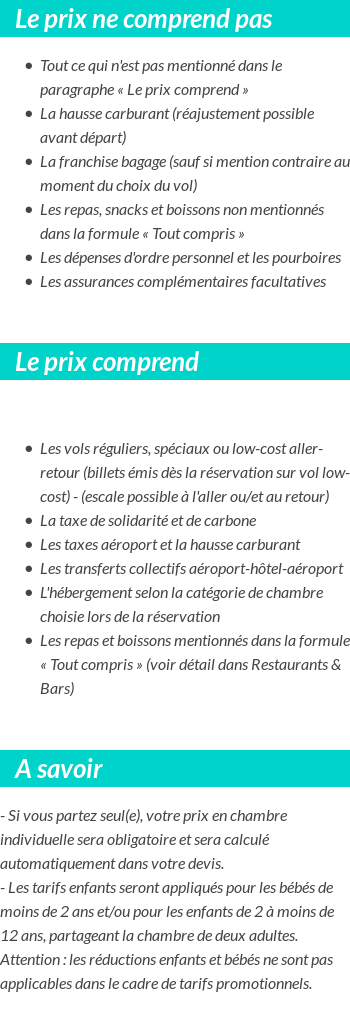 Conditions tarifaires