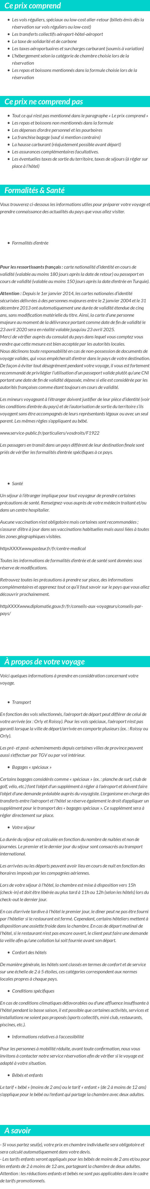 Conditions tarifaires