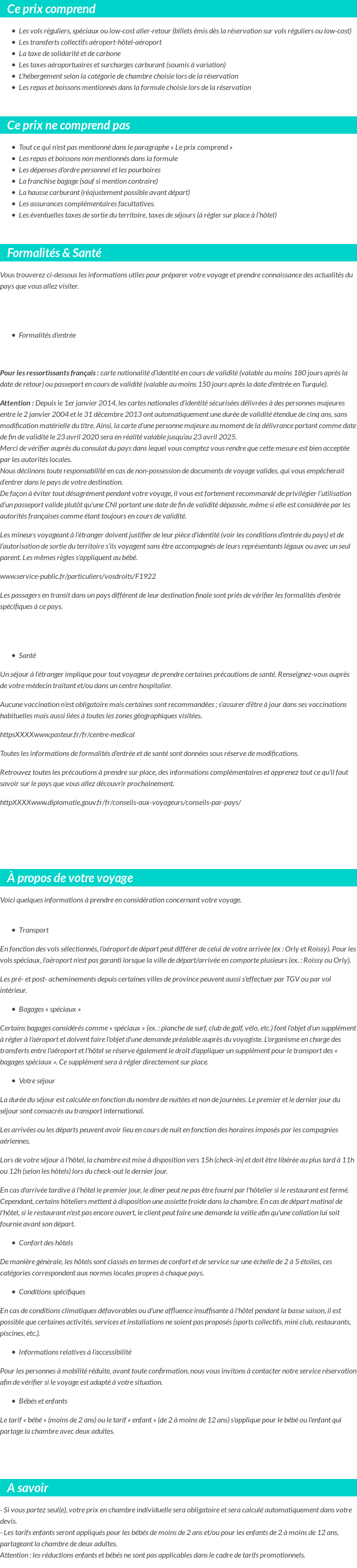 Conditions tarifaires