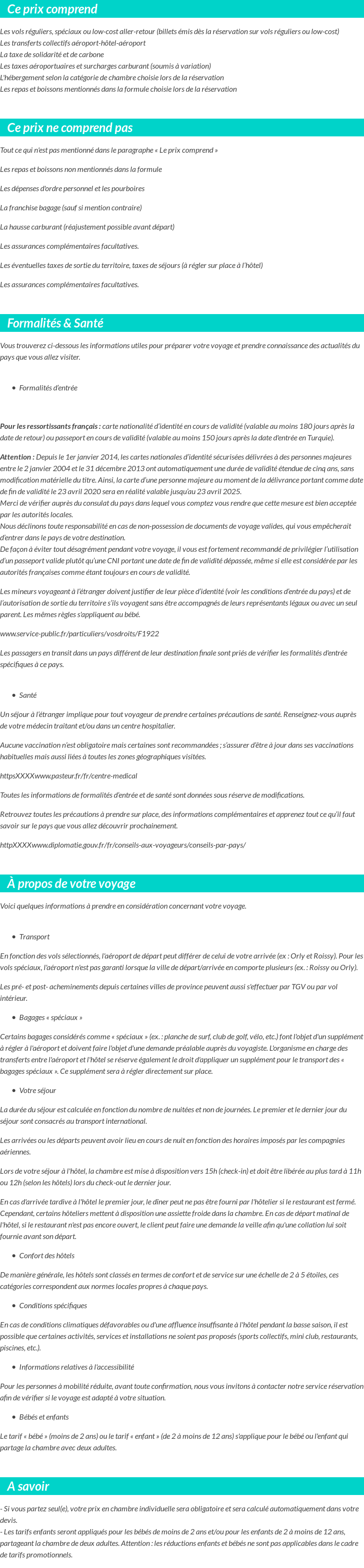 Conditions tarifaires