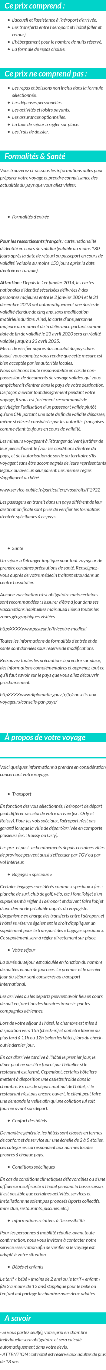 Conditions tarifaires