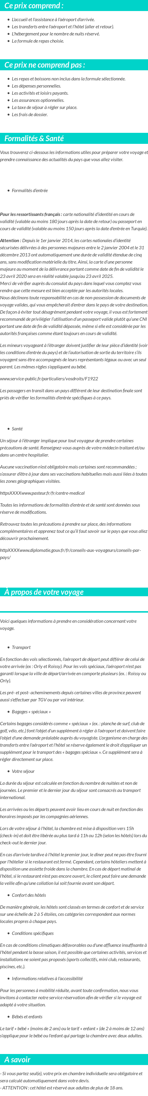 Conditions tarifaires