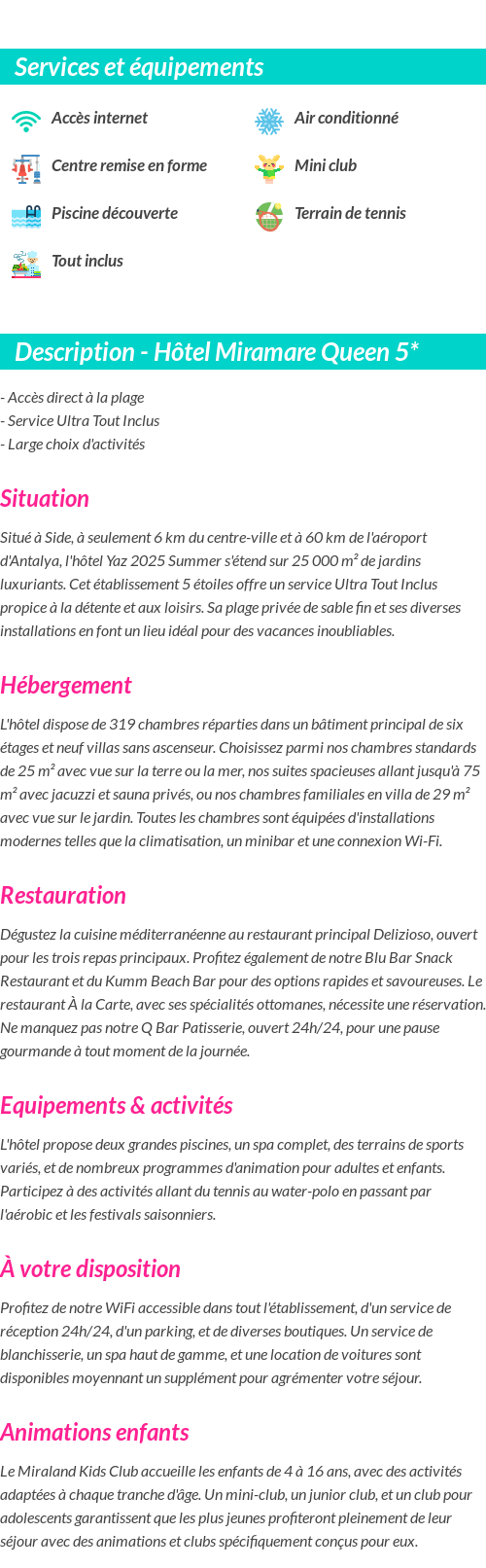 Détails du séjour