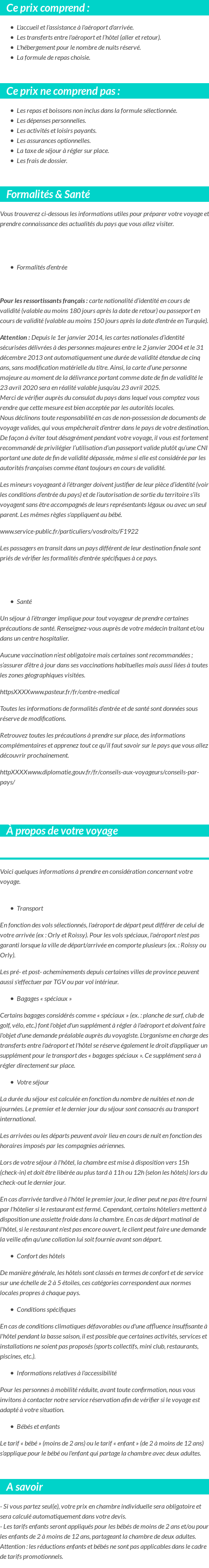 Conditions tarifaires