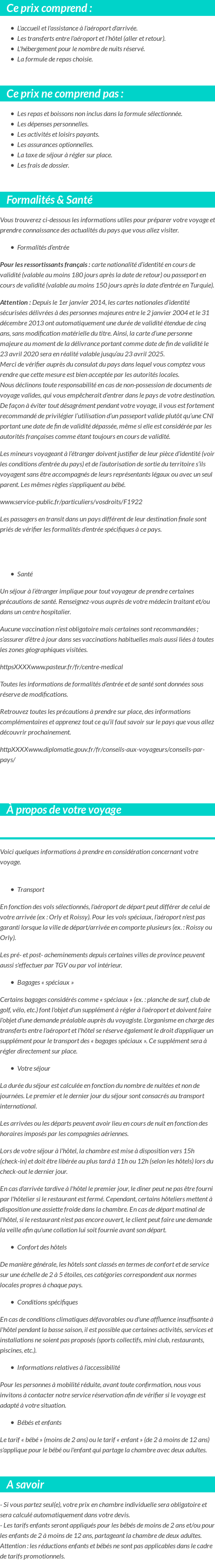 Conditions tarifaires