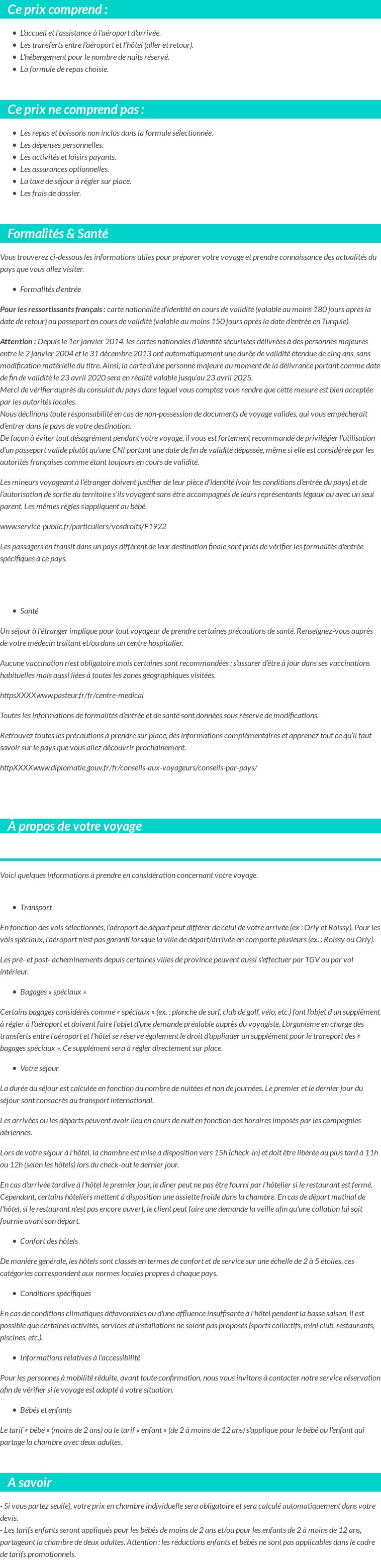 Conditions tarifaires