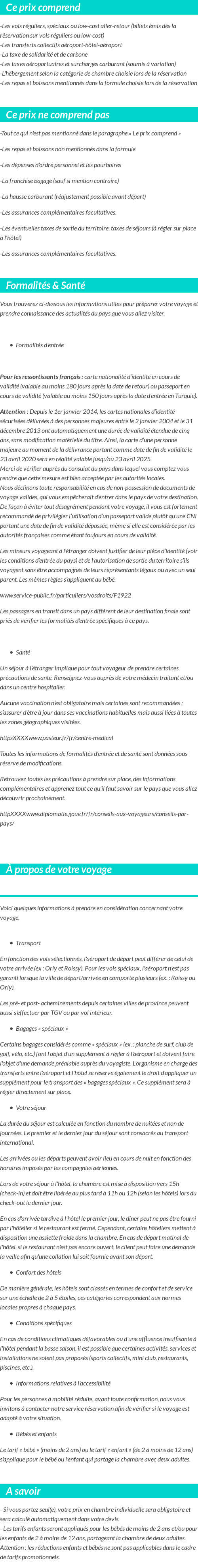 Conditions tarifaires