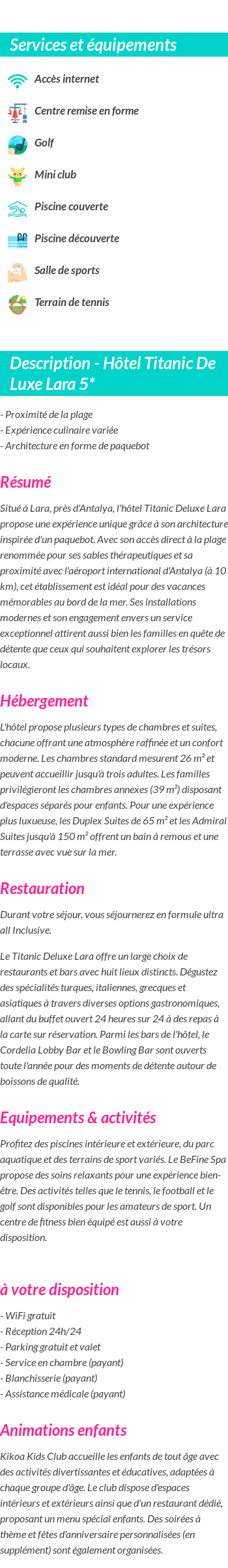 Détails du séjour
