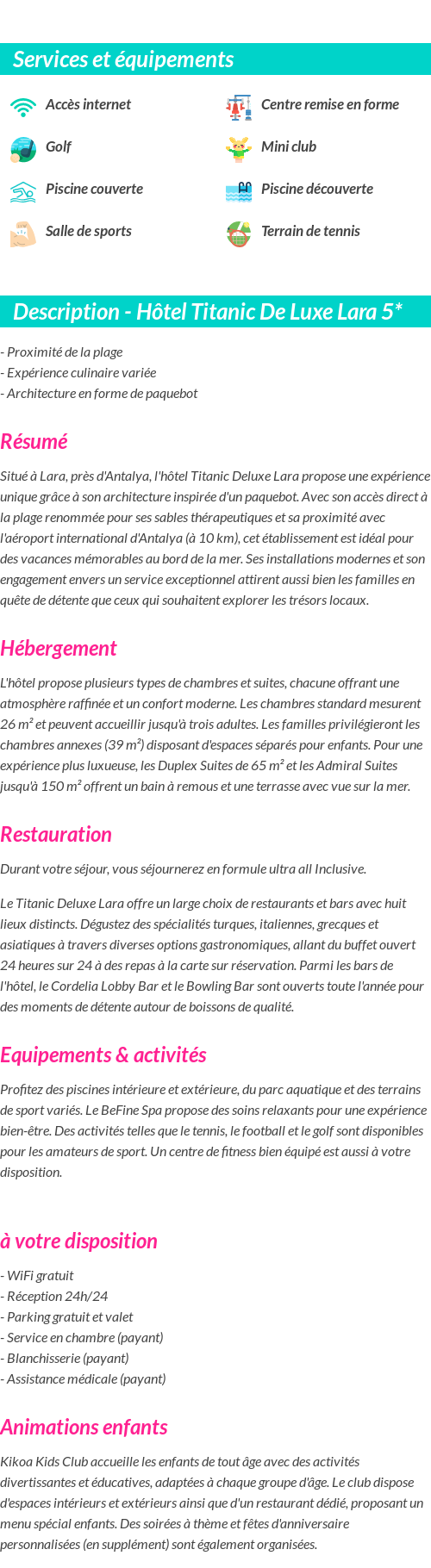 Détails du séjour