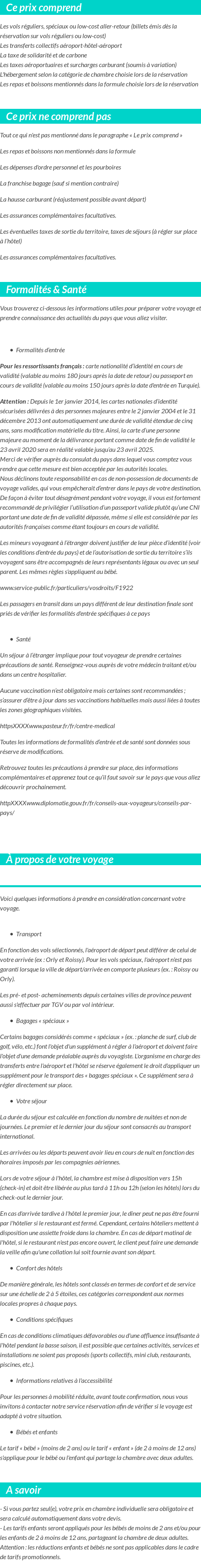Conditions tarifaires