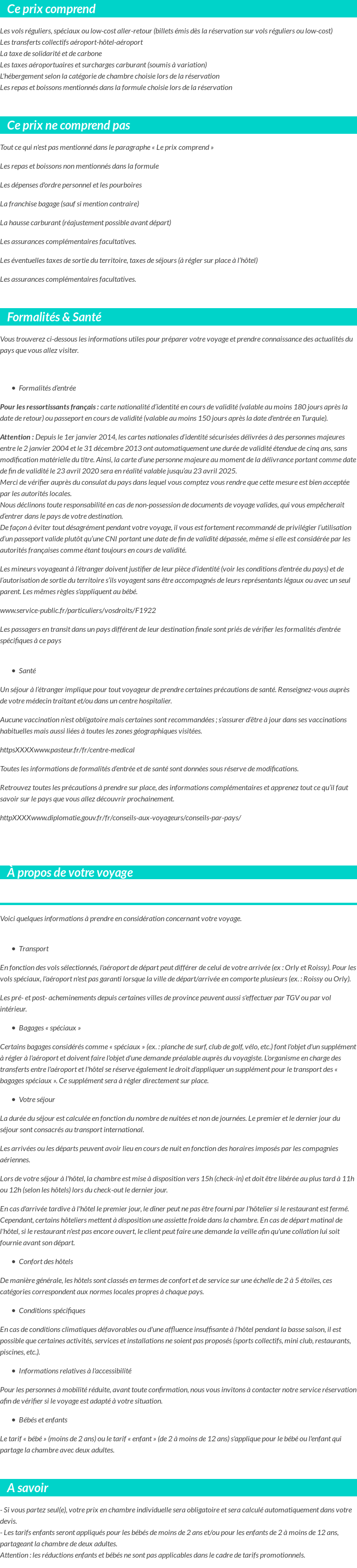 Conditions tarifaires