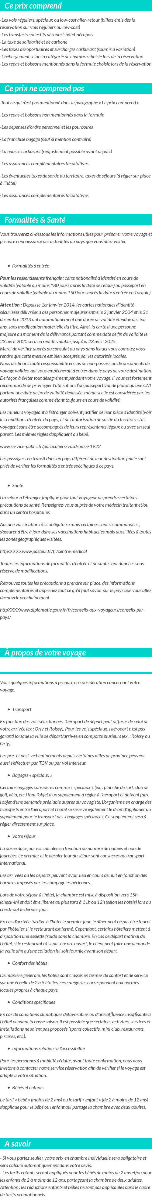 Conditions tarifaires
