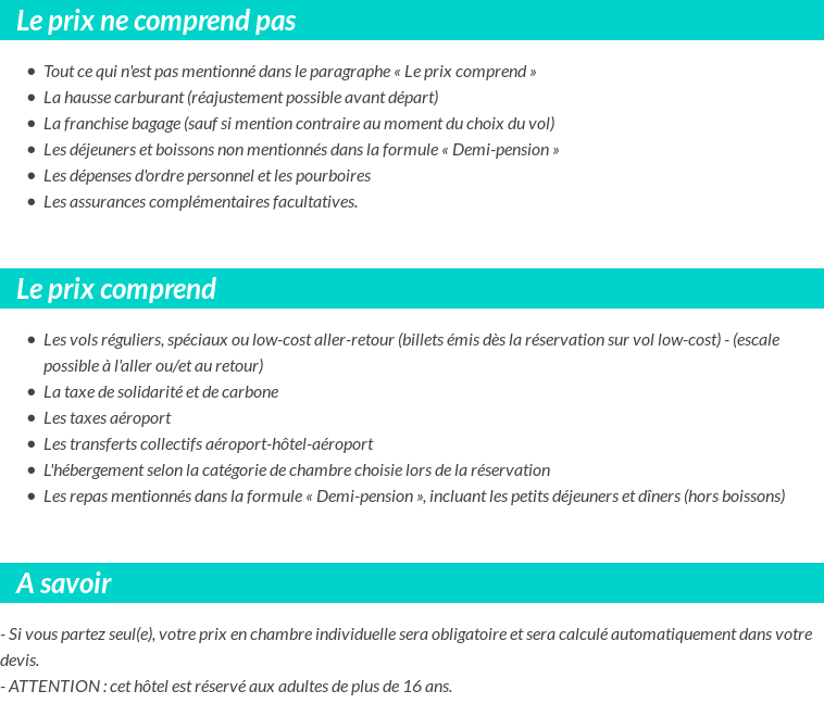 Conditions tarifaires