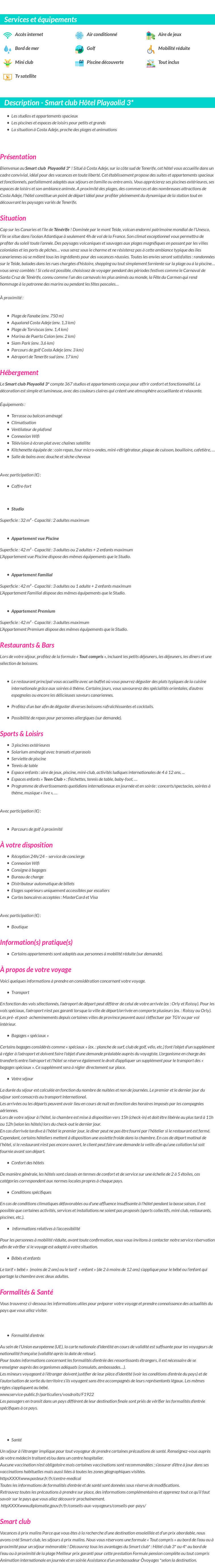 Détails du séjour