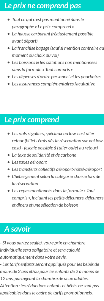Conditions tarifaires