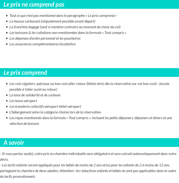 Conditions tarifaires