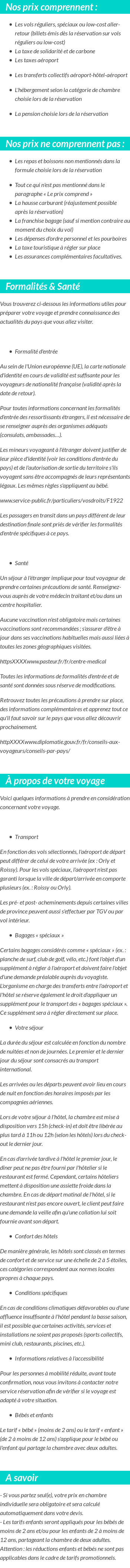 Conditions tarifaires