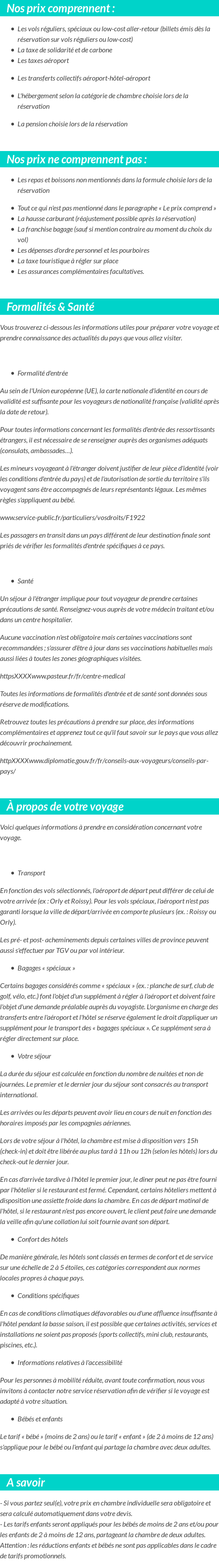 Conditions tarifaires