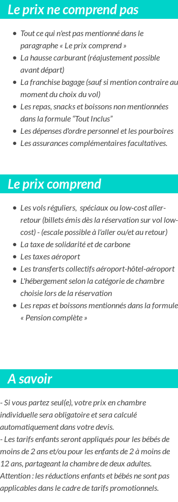 Conditions tarifaires