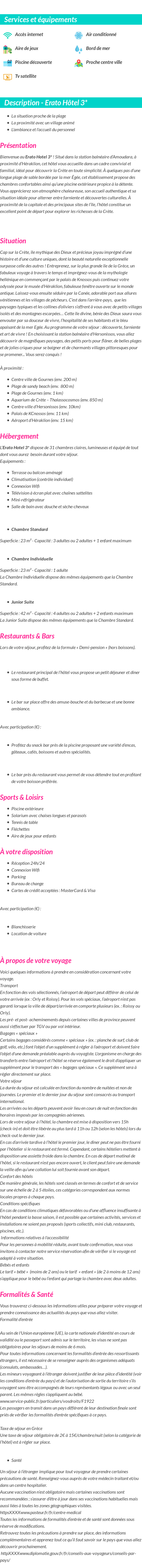 Détails du séjour