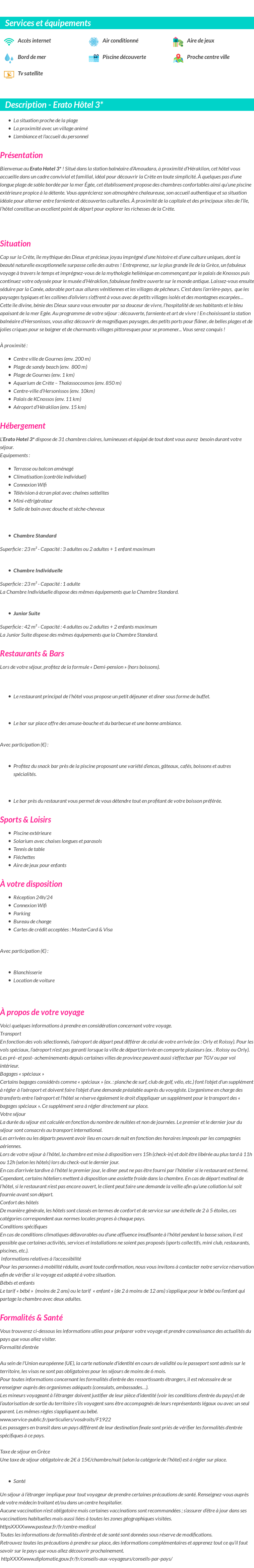 Détails du séjour