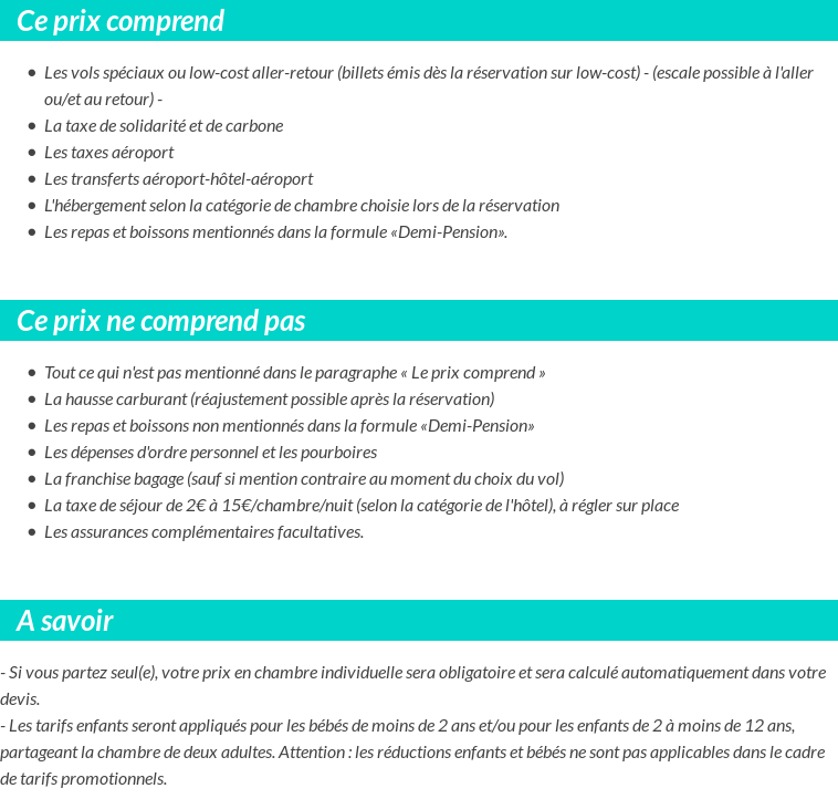 Conditions tarifaires