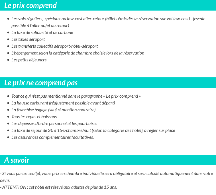 Conditions tarifaires