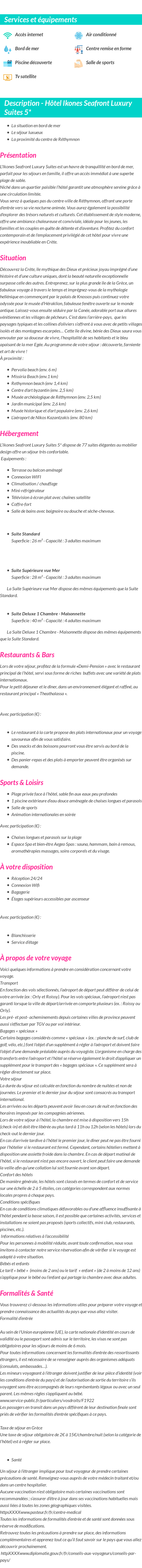 Détails du séjour