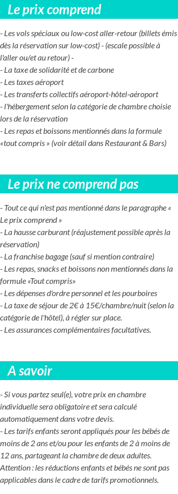 Conditions tarifaires