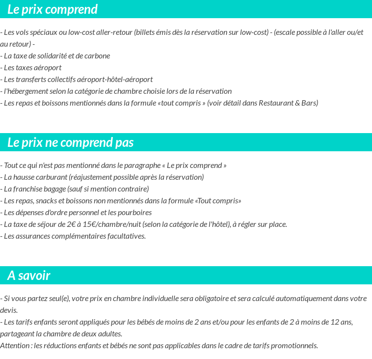 Conditions tarifaires