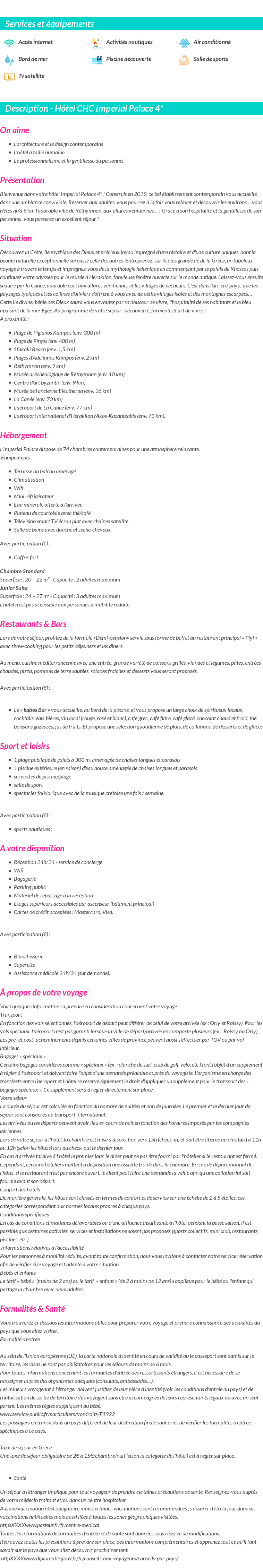 Détails du séjour