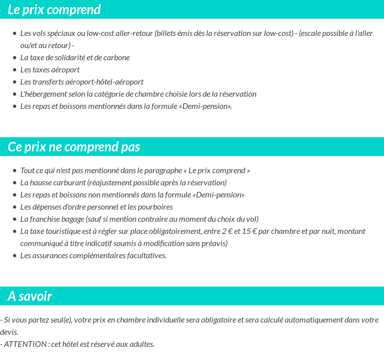Conditions tarifaires