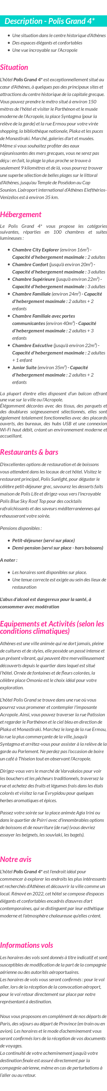Détails du séjour