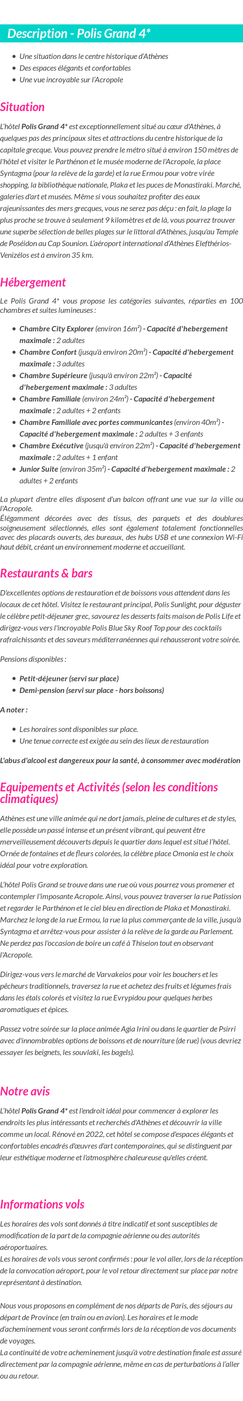 Détails du séjour
