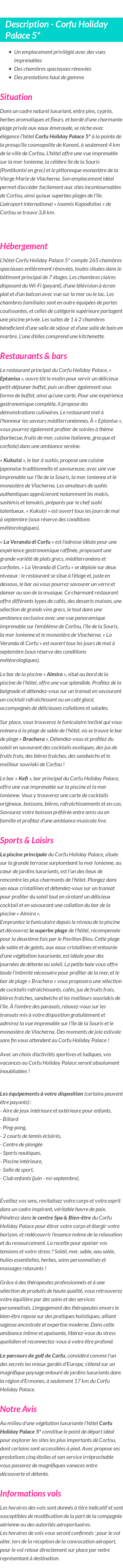 Détails du séjour