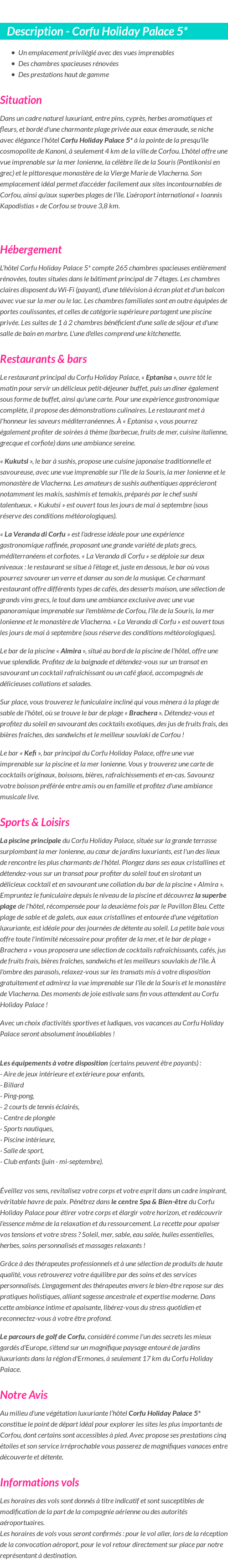 Détails du séjour