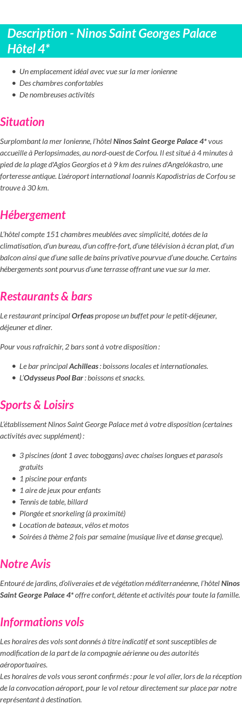 Détails du séjour
