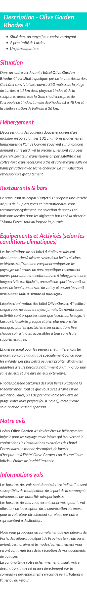 Détails du séjour