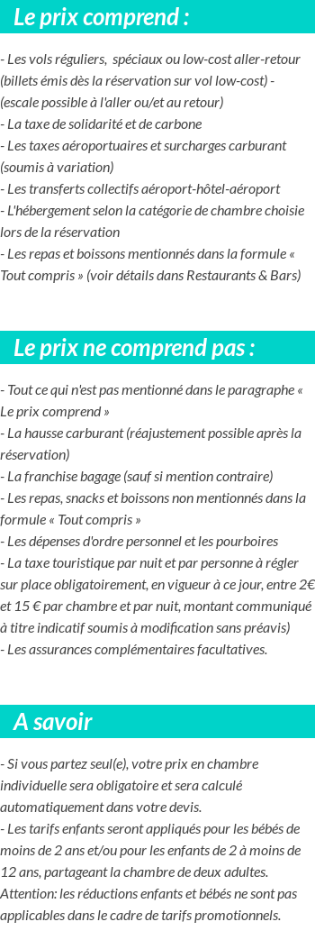 Conditions tarifaires