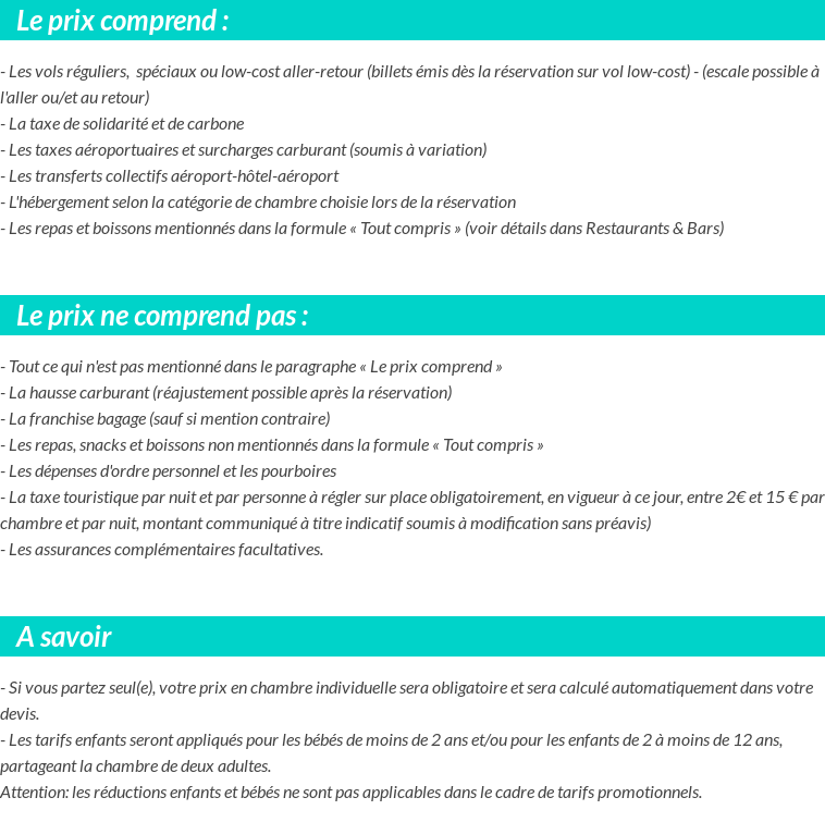 Conditions tarifaires