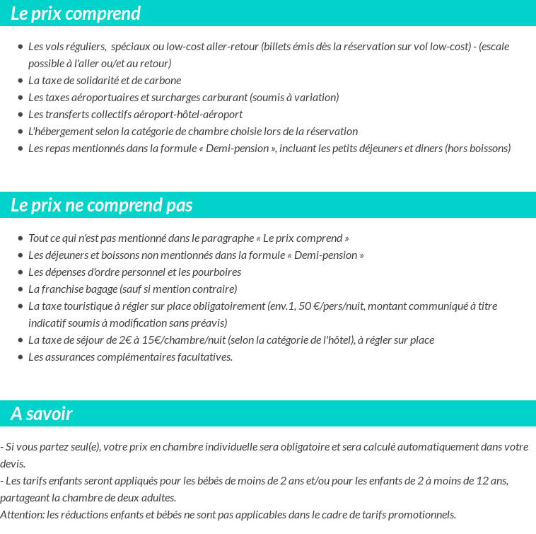 Conditions tarifaires