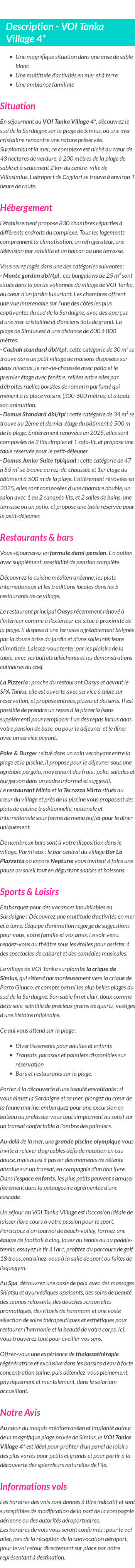 Détails du séjour