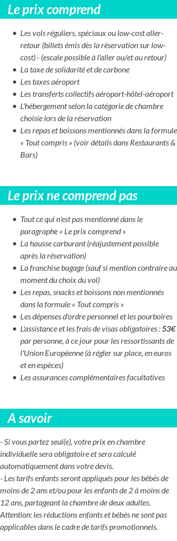 Conditions tarifaires