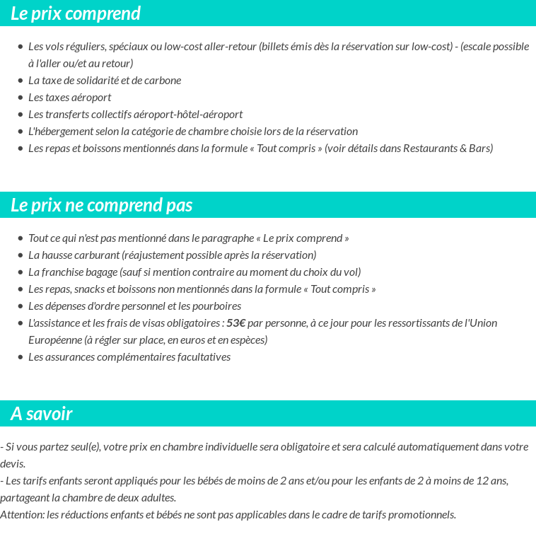Conditions tarifaires