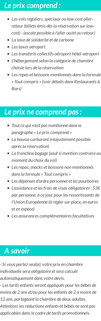 Conditions tarifaires