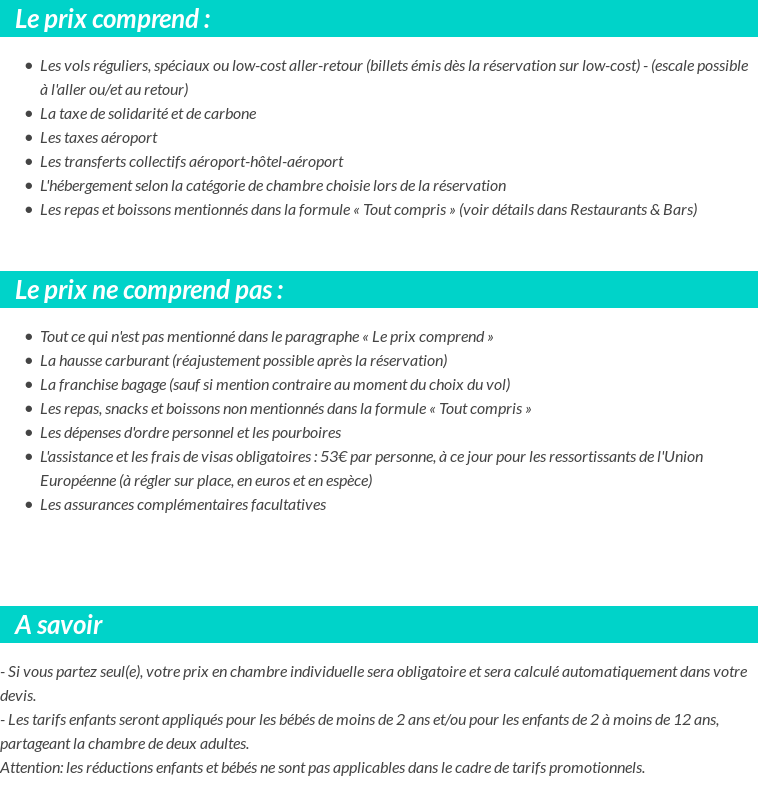 Conditions tarifaires