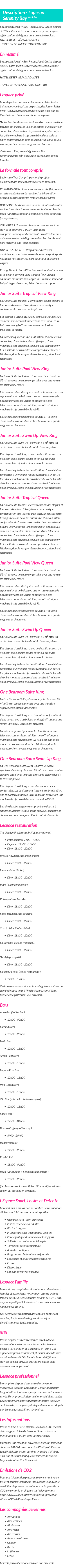 Détails du séjour