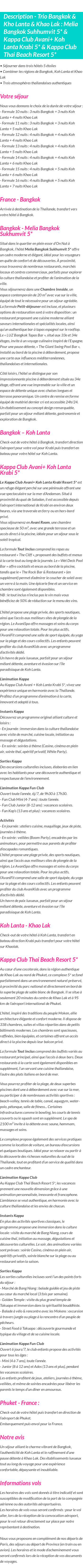 Détails du séjour