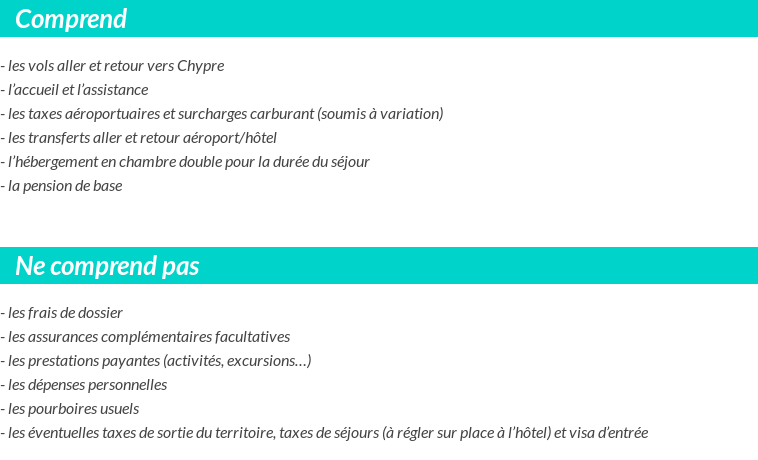 Conditions tarifaires